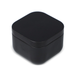Bougie en cire végétale avec parfum vanille dans un pot en métal carré couleur noir