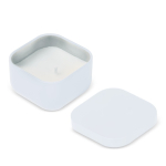 Bougie en cire végétale avec parfum vanille dans un pot en métal carré couleur blanc cinquième vue