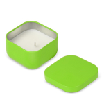 Bougie en cire végétale avec parfum vanille dans un pot en métal carré couleur vert lime cinquième vue