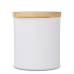 Bougie en cire végétale dans un pot en aluminium recyclé métallisé couleur blanc quatrière vue