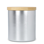Bougie en cire végétale dans un pot en aluminium recyclé métallisé couleur argenté quatrière vue