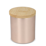 Bougie en cire végétale dans un pot en aluminium recyclé métallisé couleur or rose
