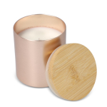 Bougie en cire végétale dans un pot en aluminium recyclé métallisé couleur or rose troisième vue