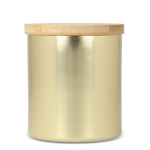 Bougie en cire végétale dans un pot en aluminium recyclé métallisé couleur doré quatrière vue