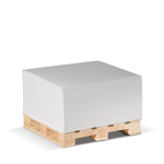 Cubo de notes de 420 feuilles lisses FSC sur palette en bois 10x10x5cm couleur blanc