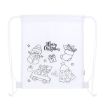 Sac à dos à cordon pour enfant, édition Noël à colorier couleur blanc première vue