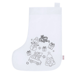 Chaussette de Noël à colorier avec crayons de cire et ruban accroche couleur blanc première vue