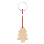Porte-clés de Noël en bambou en forme d'arbre de Noël personnalisable couleur bois première vue