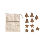 Jeu de tic-tac-toe avec des jetons de Noël en liège couleur naturel première vue