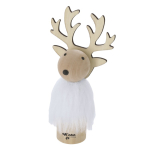 Décoration de Noël en bois en forme de renne avec un pelage blanc deuxième vue
