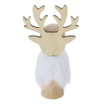 Décoration de Noël en bois en forme de renne avec un pelage blanc  troisième vue