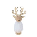 Décoration de Noël en bois en forme de renne avec un pelage blanc vue principale