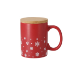 Tasse en céramique motif flocons de neige et couvercle bambou, 300 ml deuxième vue