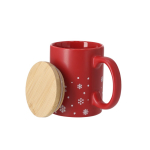 Tasse en céramique motif flocons de neige et couvercle bambou, 300 ml  troisième vue