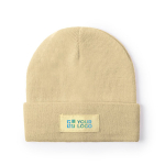 Bonnet élastique pour enfants avec ourlet et étiquette frontale vue principale