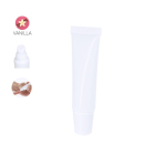 Baume à lèvres crème dans tube blanc avec capuchon coloré, SPF 15