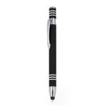 Stylo en aluminium à mécanisme à poussoir avec pointe couleur noir première vue
