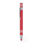 Stylo en aluminium à mécanisme à poussoir avec pointe couleur rouge première vue