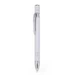 Stylo en aluminium à mécanisme à poussoir avec pointe couleur blanc première vue