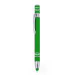 Stylo en aluminium à mécanisme à poussoir avec pointe couleur vert première vue