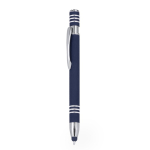 Stylo en aluminium à mécanisme à poussoir avec pointe couleur bleu marine première vue