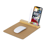 Tapis de souris en liège avec support téléphone portable et stylos deuxième vue