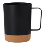 Tasse en PP détail en liège au fond et une poignée carrée, 400 ml couleur noir première vue