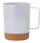 Tasse en PP détail en liège au fond et une poignée carrée, 400 ml couleur blanc première vue