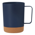 Tasse en PP détail en liège au fond et une poignée carrée, 400 ml couleur bleu marine première vue