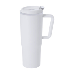 Gobelet isotherme en PP recyclé avec une poignée ergonomique, 800 ml couleur blanc première vue