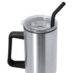 Gobelet isotherme en acier inoxydable poignée et une paille, 1,2 litre  troisième vue