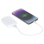 Écouteurs étui blanc avec une fonction de powerbank supplémentaire