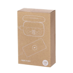 Écouteurs étui blanc avec une fonction de powerbank supplémentaire vue avec boîte
