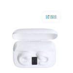 Écouteurs étui blanc avec une fonction de powerbank supplémentaire vue principale
