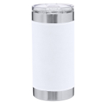 Gobelet isotherme acier inoxydable bande colorée polyuréthane 530 ml couleur blanc première vue