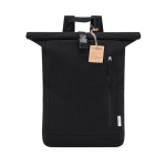 Sac à dos roll-top en toile 100% recyclée avec une fermeture à boucle couleur noir première vue