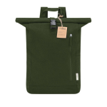 Sac à dos roll-top en toile 100% recyclée avec une fermeture à boucle couleur vert première vue