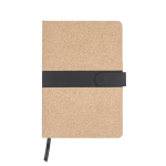 Carnet liège avec élastique fermeture magnétique polyuréthane rayé, A5 couleur noir première vue
