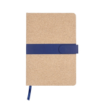 Carnet liège avec élastique fermeture magnétique polyuréthane rayé, A5 couleur bleu marine première vue
