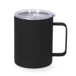 Tasse isotherme acier inoxydable, caoutchouc et couvercle, 400 ml couleur noir première vue