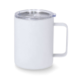 Tasse isotherme acier inoxydable, caoutchouc et couvercle, 400 ml couleur blanc première vue