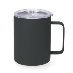 Tasse isotherme acier inoxydable, caoutchouc et couvercle, 400 ml couleur gris première vue