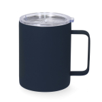 Tasse isotherme acier inoxydable, caoutchouc et couvercle, 400 ml couleur bleu marine première vue