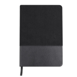Carnet bicolore en velours et PU, pages lisses, format A5 couleur noir première vue
