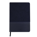 Carnet bicolore en velours et PU, pages lisses, format A5 couleur bleu marine première vue
