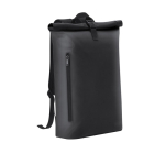 Sac à dos roll-top en polyuréthane doux au toucher ordinateur 15” couleur noir première vue