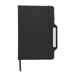 Carnet à couverture rigide avec un support téléphone portable A5 couleur noir première vue