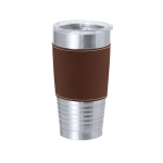 Gobelet isotherme acier inoxydable bande colorée polyuréthane, 420 ml couleur marron première vue