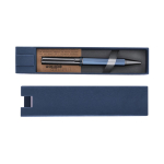 Stylo acier inoxydable, manche au design hexagonal et encre bleue  troisième vue