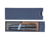 Élégant ensemble stylo bille rotatif et roller capuchon, encre bleue quatrième vue